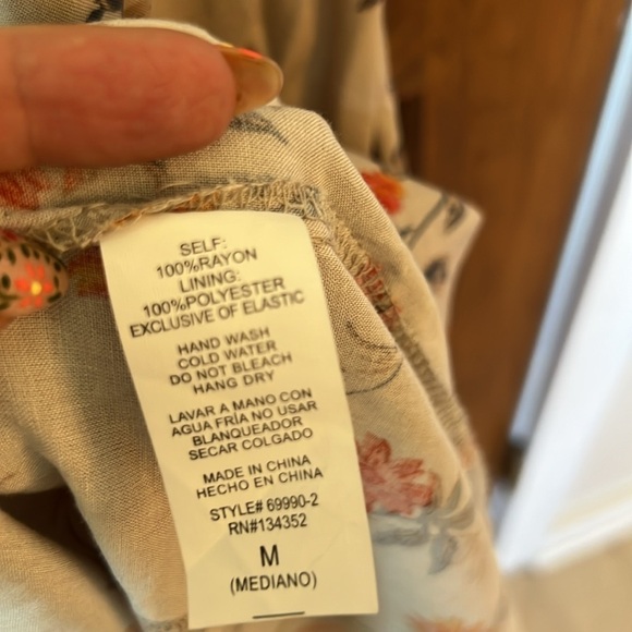 Off the Shoulder Boho Floral Maxi Dress Double Slits in Tan Orange Floral | M - Picture 7 of 10